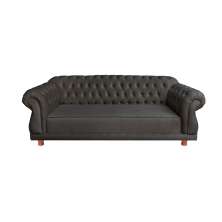 Sofá Chesterfield Capitone Elisabeth Suede Cinza Chumbo 2,00