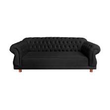 Sofá Chesterfield Capitone Elisabeth Suede Preto 2,00