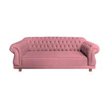 Sofá Chesterfield Capitone Elisabeth Suede Rosa 2,00