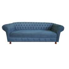 Sofá Chesterfield Capitone Luiz XV 1,80M Suede Azul petróleo