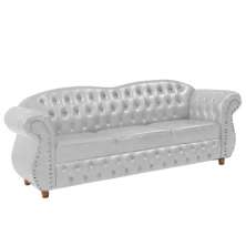 Sofá Chesterfield Merlô 3 Lugares Corano Branco 2,30M / Decoração, recepção, barbearia, sala tv