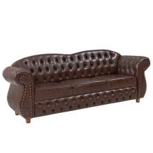 Sofá Chesterfield Merlô 3 Lugares Corano Marrom 2,30M / Decoração, recepção, barbearia, sala tv