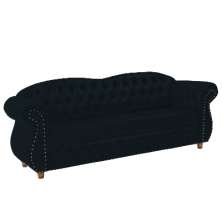 Sofá Chesterfield Merlô 3 Lugares Suede Preto 2,30M / Decoração, recepção, barbearia, sala tv