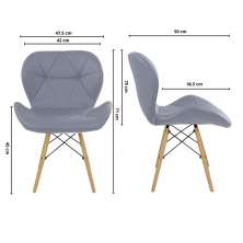 Cadeira Estofada Eiffel Slim Wood Pés de Madeira Cinza