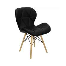 Cadeira Estofada Eiffel Slim Wood Pés de Madeira Preto