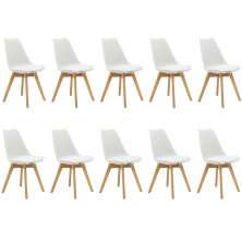 Kit 10 Cadeiras Estofadas Saarinen Wood Pés de Madeira Branco