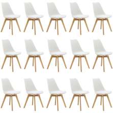 Kit 15 Cadeiras Estofadas Saarinen Wood Pés de Madeira Branco
