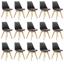 Kit 15 Cadeiras Estofadas Saarinen Wood Pés de Madeira Preto