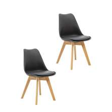 Kit 2 Cadeiras Saarinen Wood Com Estofamento V rias Cores (Preto)