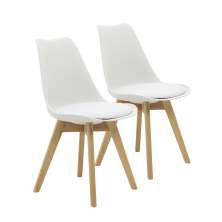 Kit 2 Cadeiras Saarinen Wood Com Estofamento Várias Cores - Branco