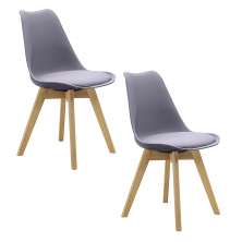Kit 2 Cadeiras Saarinen Wood Com Estofamento Várias Cores - Cinza