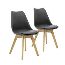 Kit 2 Cadeiras Saarinen Wood Com Estofamento Várias Cores - Preto