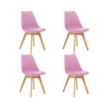 Kit 4 Cadeiras Estofadas Saarinen Wood Pés de Madeira Rosa