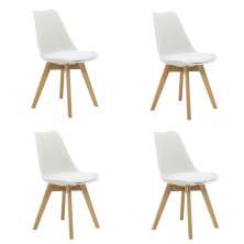 Kit 4 Cadeiras Saarinen Wood Com Estofamento Várias Cores - Branco