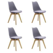 Kit 4 Cadeiras Saarinen Wood Com Estofamento Várias Cores - Cinza
