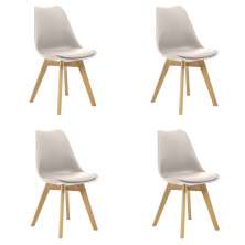 Kit 4 Cadeiras Saarinen Wood Com Estofamento Várias Cores - Nude