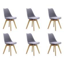 Kit 6 Cadeiras Saarinen Wood Com Estofamento Várias Cores - Cinza