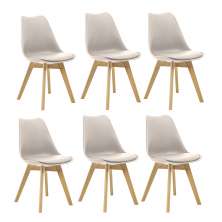 Kit 6 Cadeiras Saarinen Wood Com Estofamento Várias Cores - Nude