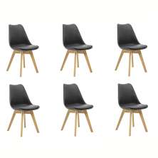 Kit 6 Cadeiras Saarinen Wood Com Estofamento Várias Cores - Preto