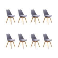Kit 8 Cadeiras Estofadas Saarinen Wood Pés de Madeira Cinza