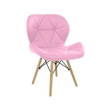 Cadeira Estofada Eiffel Slim Wood Pés de Madeira Rosa