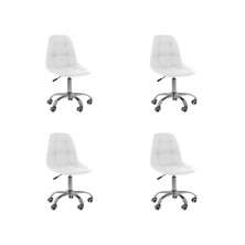 Kit 04 Cadeiras Office Eiffel Botonê Ajustável Base Giratória Branco