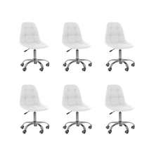Kit 06 Cadeiras Office Eiffel Botonê Ajustável Base Giratória Branco