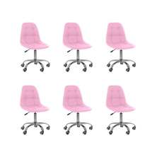 Kit 06 Cadeiras Office Eiffel Botonê Ajustável Base Giratória Rosa