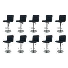 Kit 10 Banquetas Gomos Comfort Estofada Giratória Altura Regulável