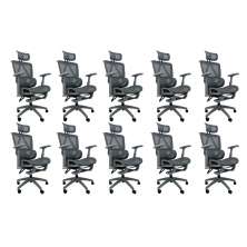 Kit 10 Cadeiras de Escritório Presidente Executiva Oficial Titan Cinza