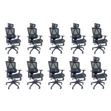 Kit 10 Cadeiras de Escritório Presidente Executiva Oficial Titan Preto