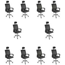 Kit 10 Cadeiras de Escritório Secretaria Diretor Roma Ergonômica com apoio de Nuca