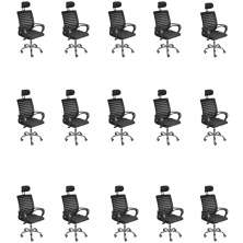 Kit 15 Cadeiras de Escritório Secretaria Diretor Roma Ergonômica com apoio de Nuca