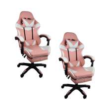 Kit 2 Cadeiras Gamer Stillus Ergonômica com Apoio Para os Pés - Rosa
