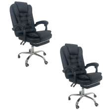 Kit 2 Cadeiras de Escritório Presidente Soft Ergonômica Apoio Para Pés Preto