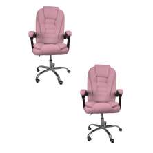 Kit 2 Cadeiras de Escritório Presidente Soft Reclinável Ergonômica Rosa