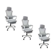 Kit 3 Cadeiras de Escritório Presidente Executiva Oficial Supreme Cinza