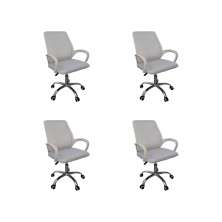 Kit 4 Cadeiras de Escritório Esteirinha Tela Mesh Branco