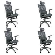 Kit 4 Cadeiras de Escritório Presidente Executiva Oficial Titan Cinza