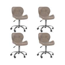 Kit 4 cadeiras Office Eiffel Slim Ajustável Base Giratória Bege