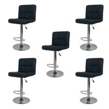 Kit 5 Banquetas Gomos Comfort Estofada Giratória Altura Regulável