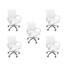 Kit 5 Cadeiras de Escritório Begonia Mesh Ergonômico Branco