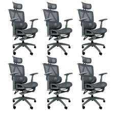 Kit 6 Cadeiras de Escritório Presidente Executiva Oficial Titan Cinza