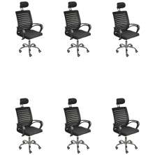 Kit 6 Cadeiras de Escritório Secretaria Diretor Roma Ergonômica com apoio de Nuca