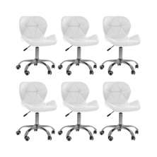 Kit 6 cadeiras Office Eiffel Slim Base Giratória Branco