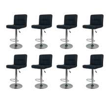 Kit 8 Banquetas Gomos Comfort Estofada Giratória Altura Regulável