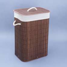 Cesto Bambu com Forro Marrom e Branco 60 cm