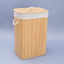 Cesto Bambu com Forro Natural e Branco 60 cm