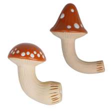 Kit com 2 Ganchos Cogumelo Laranja e Bege