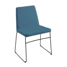Cadeira de Jantar Paris Linho Azul Base Aço Preto - OOCA Móveis